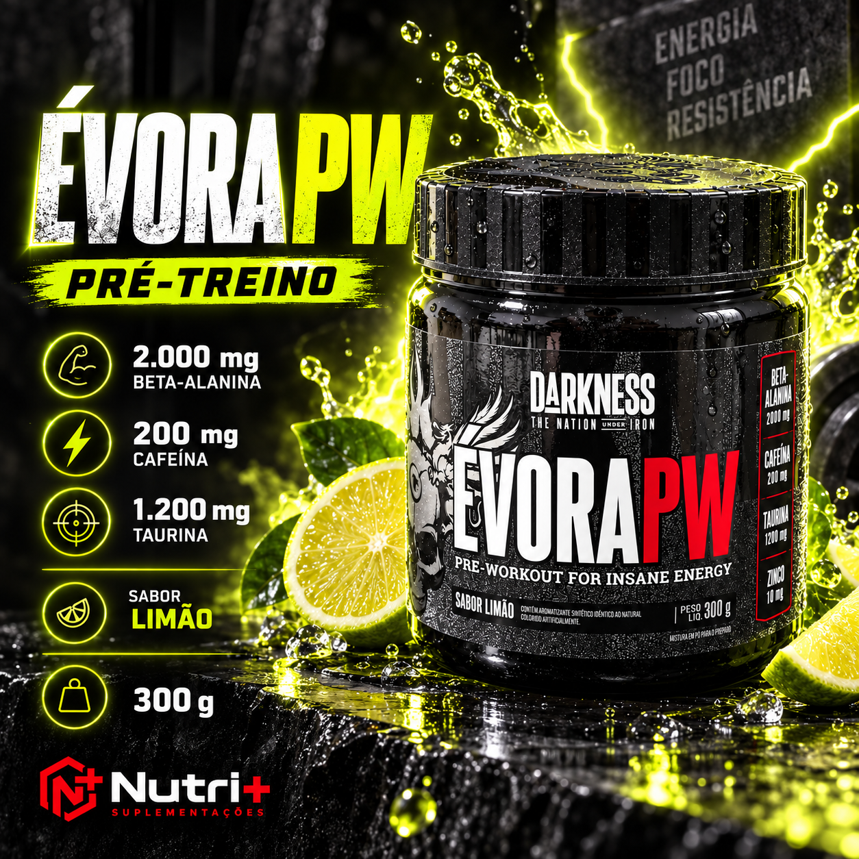 Évora PW Darkness 300 g Sabor Limão