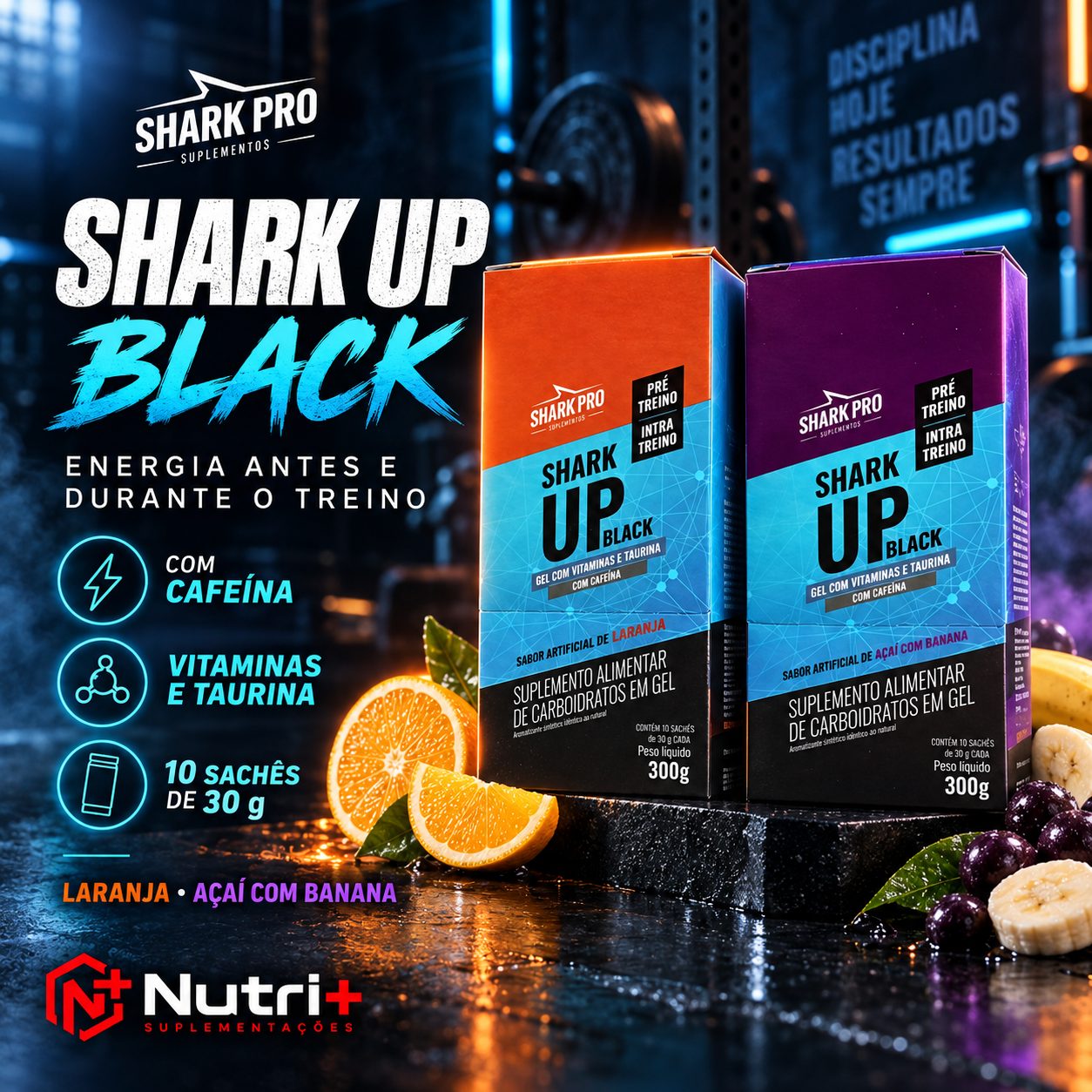 Shark Up Black 300 g – 10 sachês