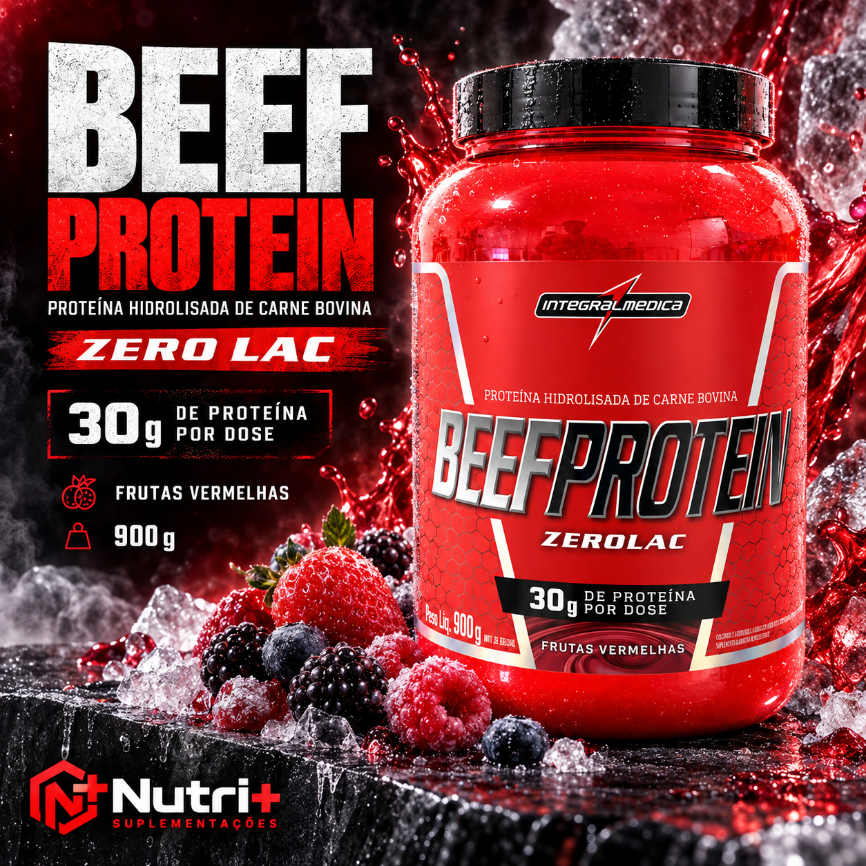 Beef Protein ZeroLac Frutas Vermelhas 900 g