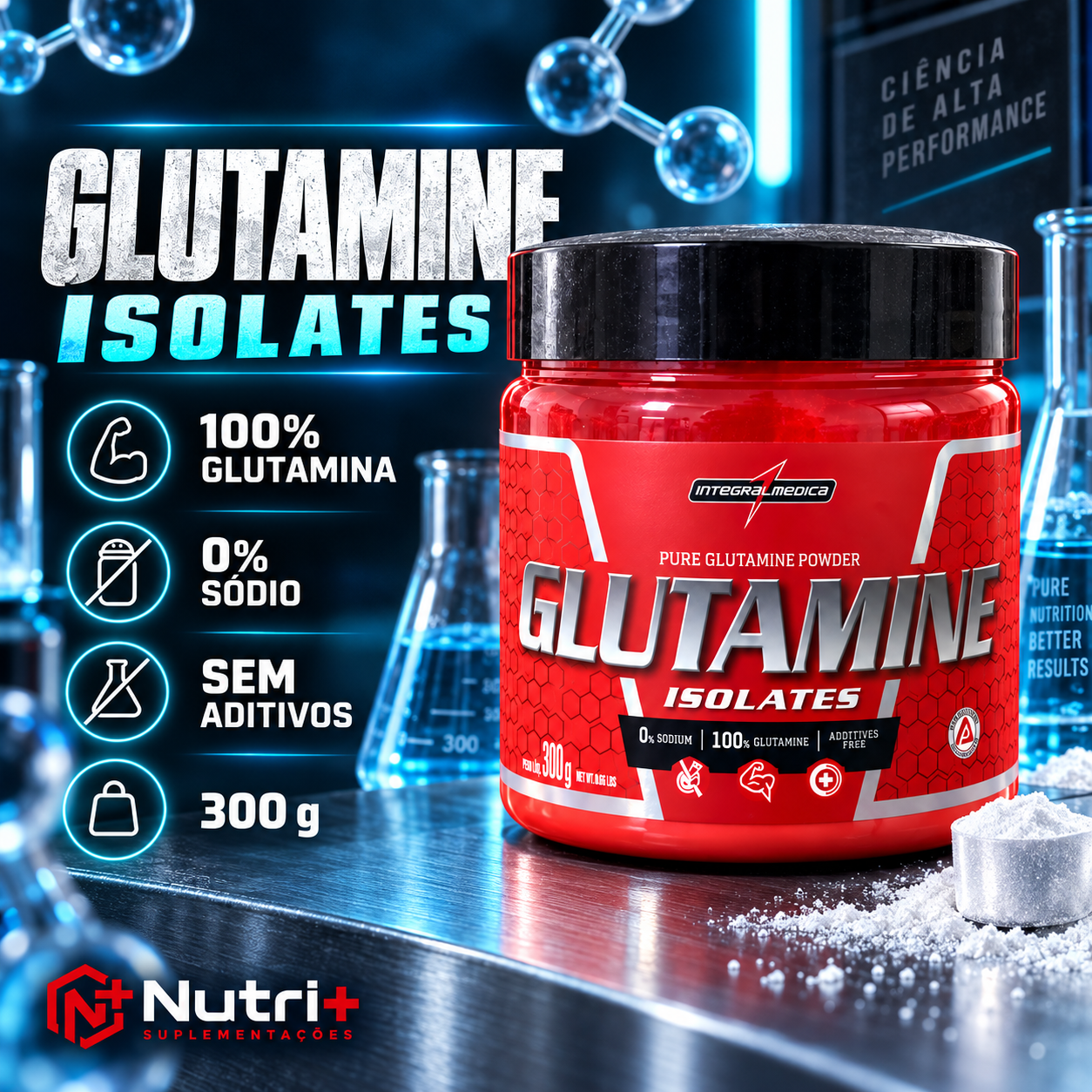 Glutamine Isolates Integralmédica 300 g