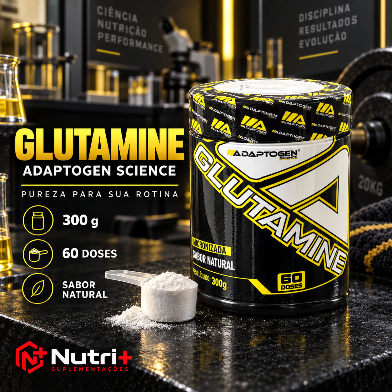 Glutamine Micronizada Adaptogen Science 300 g