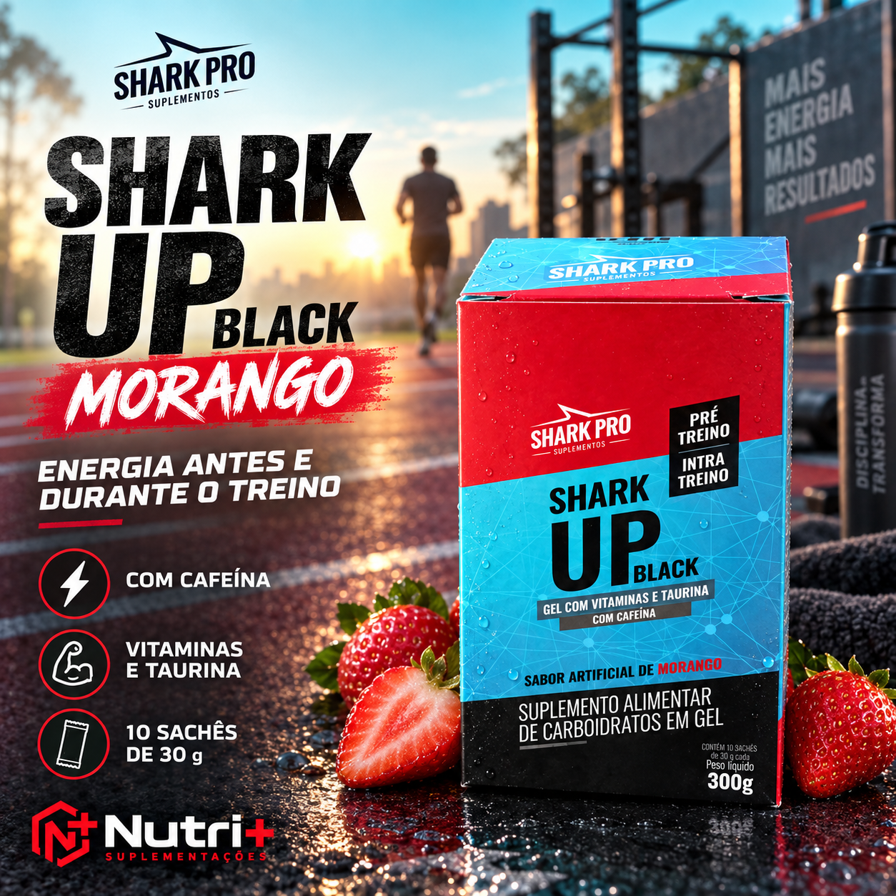 Shark Up Black Morango 300 g – 10 sachês
