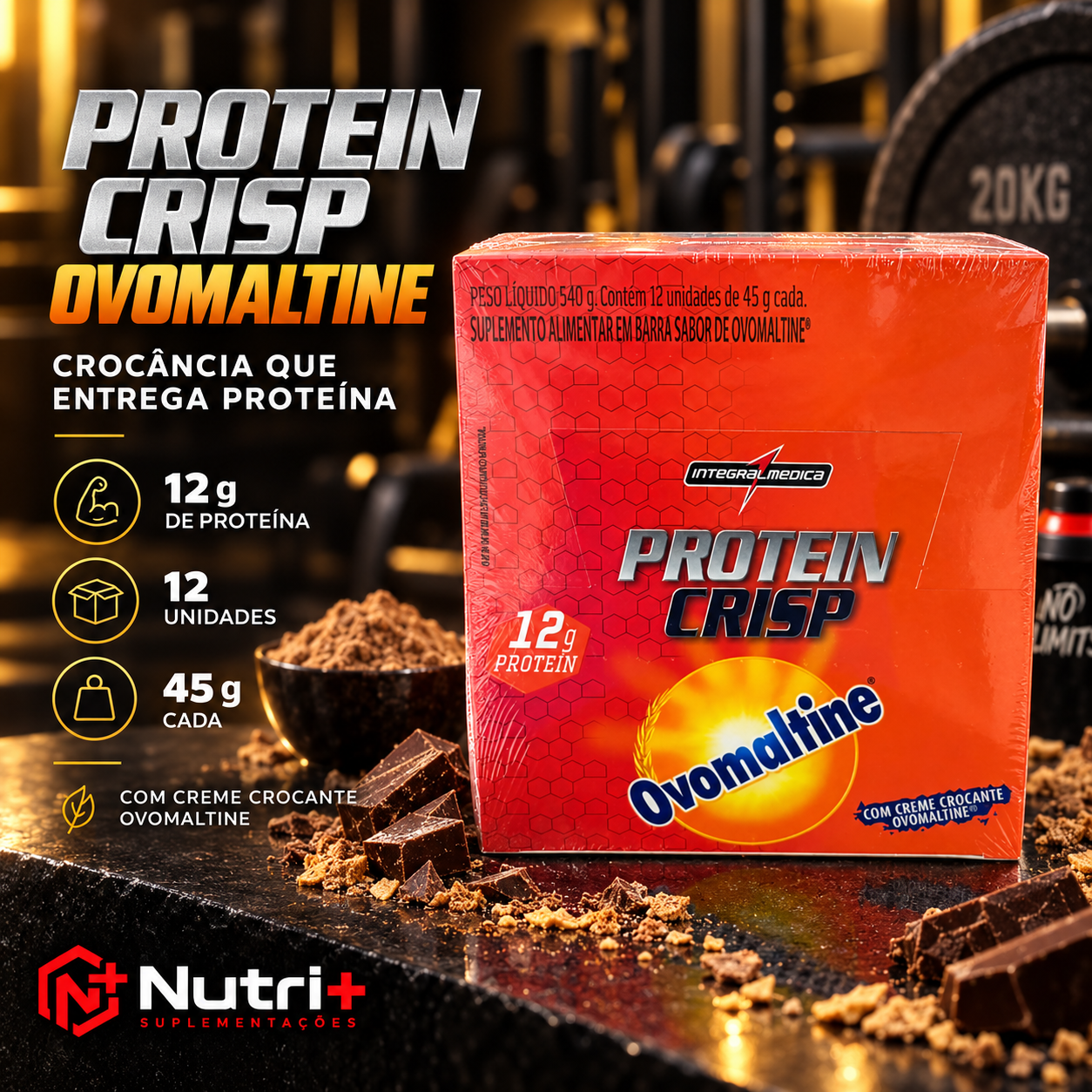 Protein Crisp Ovomaltine – Display com 12 unidades